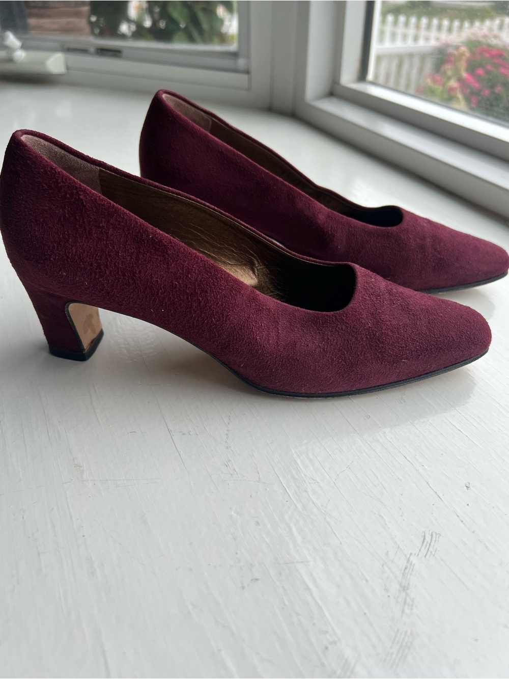 Cole Haan Vintage Burgundy Plum Suede Heels, 6.5